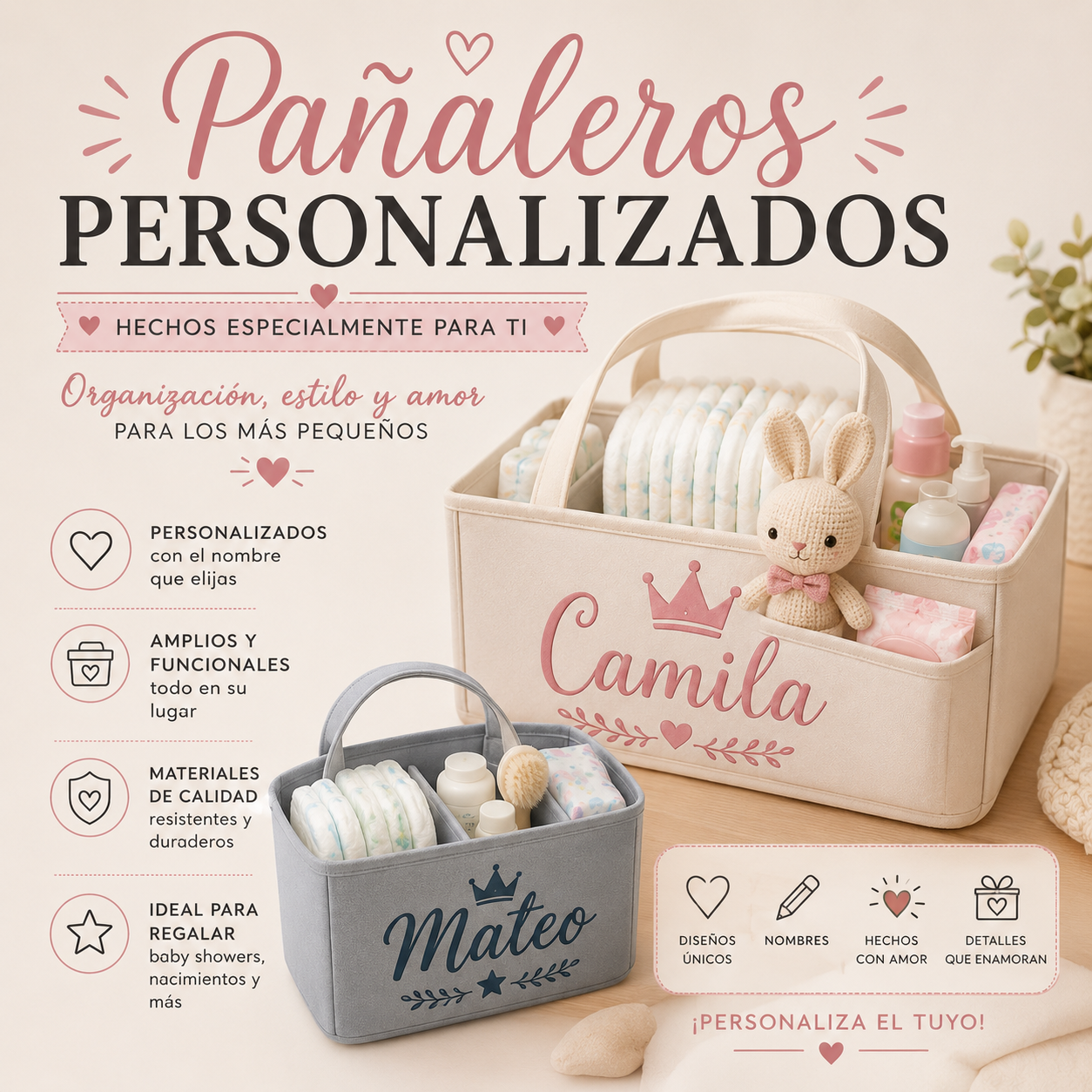 Pañaleros personalizados
