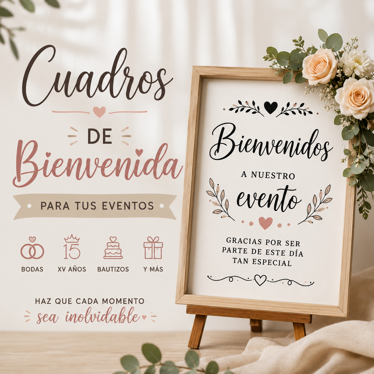 Cuadros de Bienvenida para tus  eventos