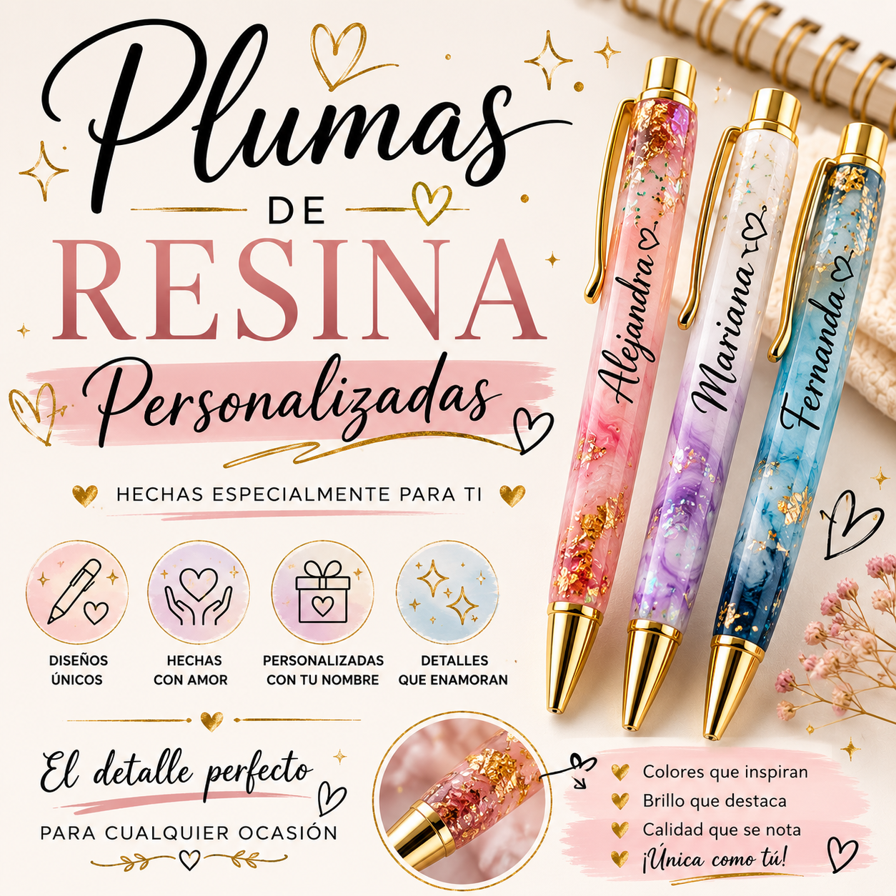 Plumas en resina