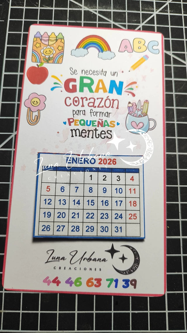 Mini calendario 2026