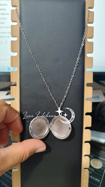 Collar Relicario Redondo Personalizado de Acero Inoxidable