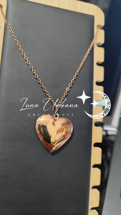 Collar relicario en forma de corazón de Acero inoxidable