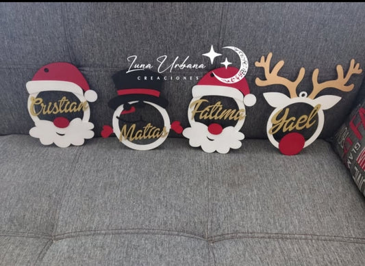 Esferas Navideñas – Reno, Muñeco de Nieve y Santa